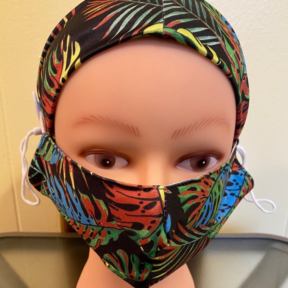 Tropical Head-Wrap Face Mask